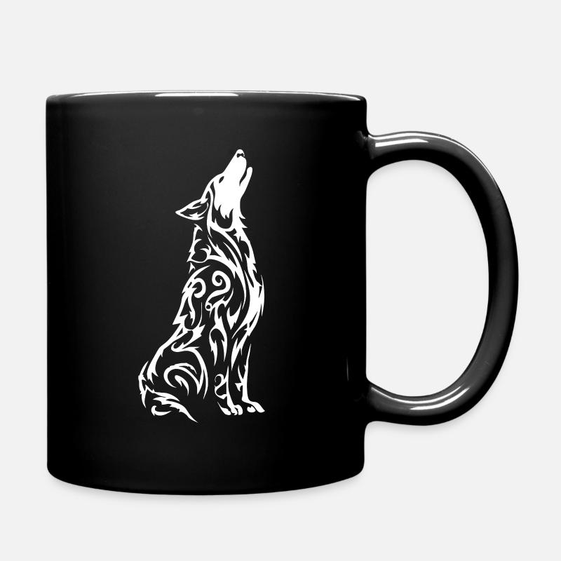 Silhouette du Loup : Motif tribal - Mug uni - noir