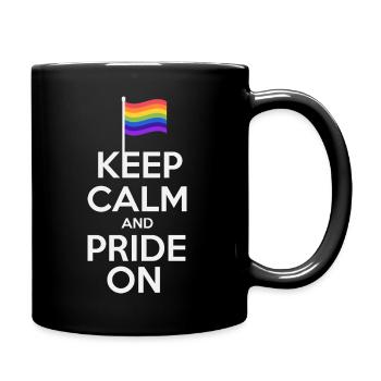 Keep Calm Pride On Rainbow Flag Design - Tasse einfarbig - Schwarz - Rechts