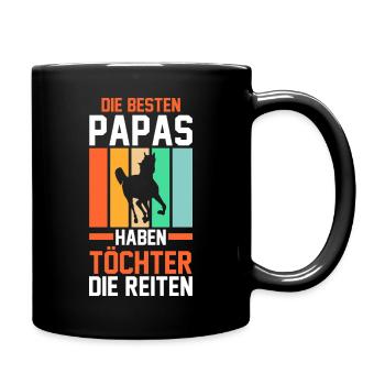 Reiten Papa Vater Pferdeliebhaber Reiterhof Pferde - Tasse einfarbig - Schwarz - Rechts