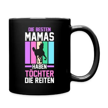 Reiten Mama Mutter Pferdeliebhaber Reiterhof Pferd - Tasse einfarbig - Schwarz - Rechts