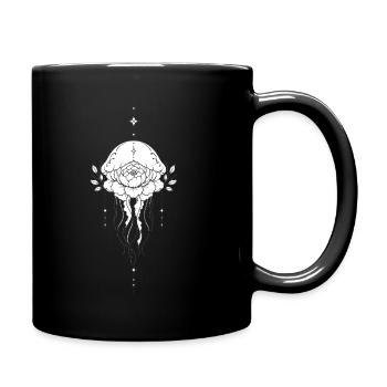 Méduse florale en fil d'encre - Mug uni - noir - Droite