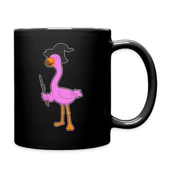 Flamingo Hexe Hexenhut - Tasse einfarbig - Schwarz - Rechts