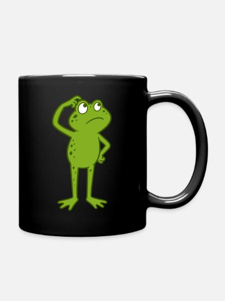 Frosch grübelt lustig - Tasse einfarbig - Schwarz