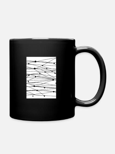 Linien und Punkte - Tasse einfarbig - Schwarz