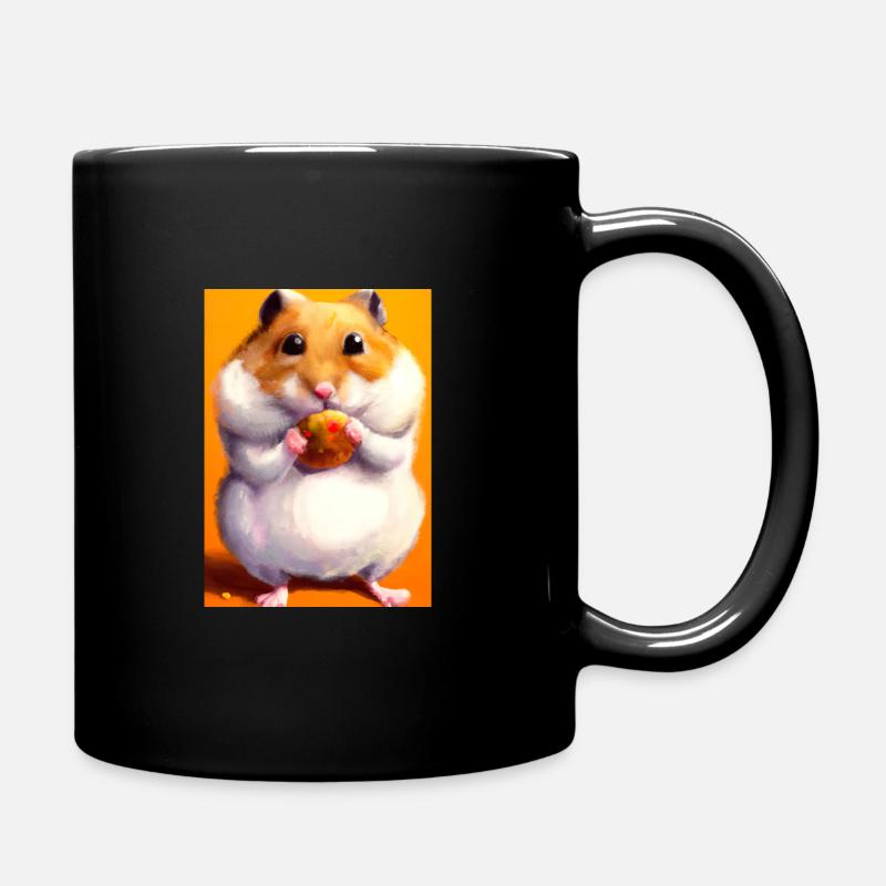 Hamster frisst - Tasse einfarbig - Schwarz