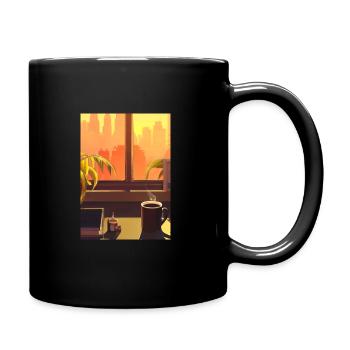Fenster Kaffee Sonne - Tasse einfarbig - Schwarz - Rechts
