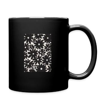 Schwarze Blumen-Muster - Tasse einfarbig - Schwarz - Rechts