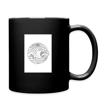 Welle und Sonne - Tasse einfarbig - Schwarz - Rechts