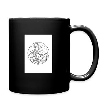 Welle und Sonne - Tasse einfarbig - Schwarz - Rechts