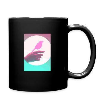 Retro-Vogel - Tasse einfarbig - Schwarz - Rechts