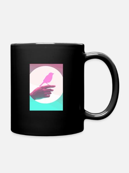 Retro-Vogel - Tasse einfarbig - Schwarz