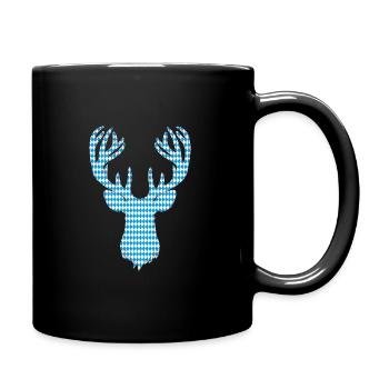 Bayrischer Hirsch mit Hörner als Patches - Tasse einfarbig - Schwarz - Rechts
