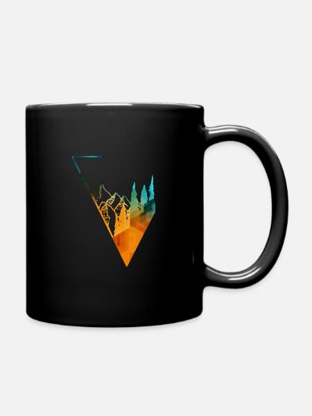 farbiges Panorama Wald und Berge - Tasse einfarbig - Schwarz