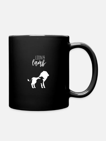 Lettrage à la main Lion et l'agneau avec des graphiques - Mug uni - noir