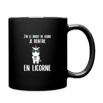 licorne, alcool, idée cadeau humour - Mug uni - noir - Droite