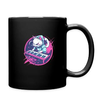 Synth Katze - Tasse einfarbig - Schwarz - Rechts