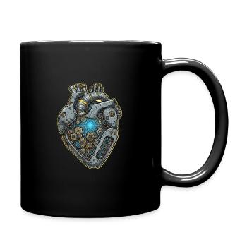 Mechanisches Herz mit Zahnrädern - Tasse einfarbig - Schwarz - Rechts