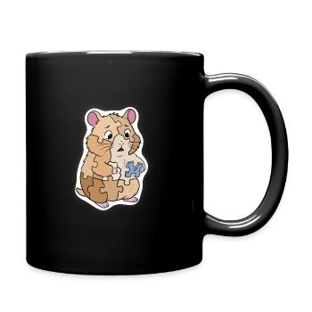 Puzzlehamster mit Rätselstück - Tasse einfarbig - Schwarz - Rechts