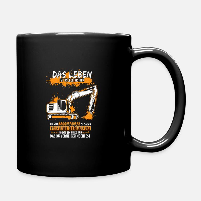Baggerfahrer mit Bagger - Tasse einfarbig - Schwarz