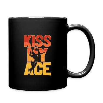 Kiss my ace cool cooler Volleyball Spruch englisch - Tasse einfarbig - Schwarz - Rechts
