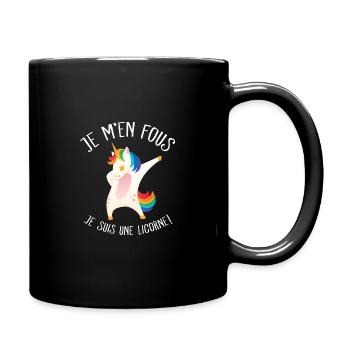 Je M'en Fous Je Suis Une Licorne Humour Dab - Mug uni - noir - Droite