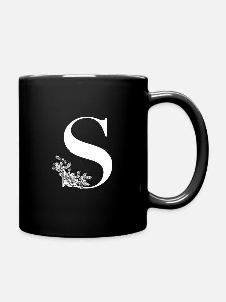Buchstabe S - Tasse einfarbig - Schwarz