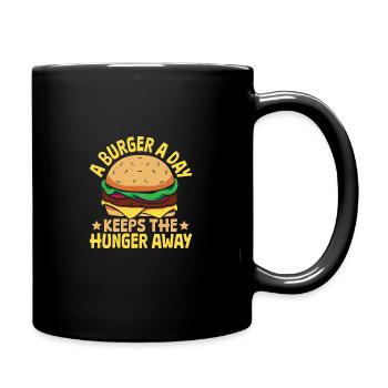 Burger Patty Un burger par jour éloigne la faim - Mug uni - noir - Droite