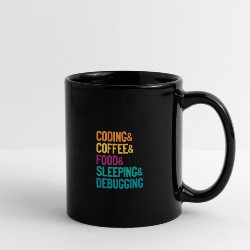 Coding Coffee Food Sleeping Debbuging Programmer C Tasse einfarbig