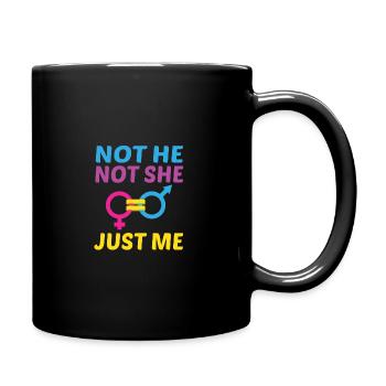 Not He Not She Just Me Lesbian Proud Rainbow Queer - Tasse einfarbig - Schwarz - Rechts