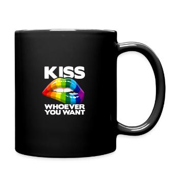 Kiss Whoever You Want Lesbian Pansexual Diversity - Tasse einfarbig - Schwarz - Rechts