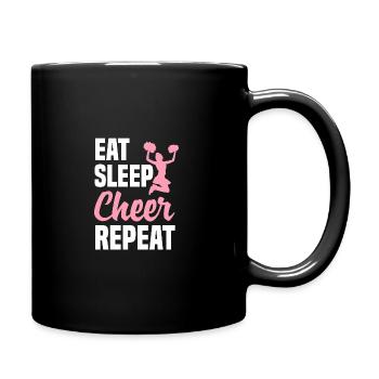 Eat Sleep Cheer Repeat Cheerleading Cheerleader Gy - Tasse einfarbig - Schwarz - Rechts