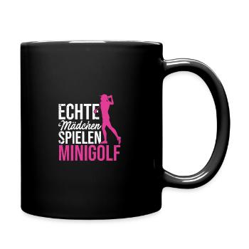 Echte Mädchen Spielen Minigolf Golfspieler Golfen - Tasse einfarbig - Schwarz - Rechts