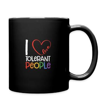 I Love Tolerant People Bisexual Gay Pansexual Rain - Tasse einfarbig - Schwarz - Rechts
