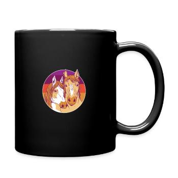 Retro Graphic Horse Lover Equestrian Rider Horses - Tasse einfarbig - Schwarz - Rechts