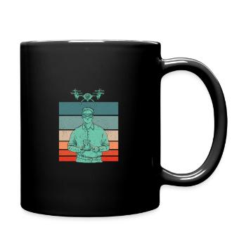 Retro Graphic Drone Flying Quadcopter Pilot RC Dro - Full Colour Mug - black - Right