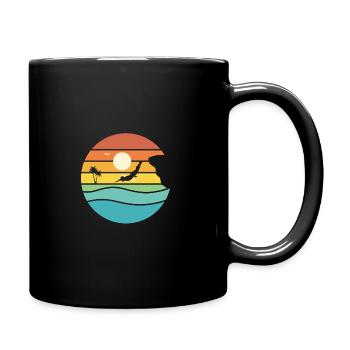 Retro Graphic Cliff Diver Cliff Diving Tombstoning - Full Colour Mug - black - Right