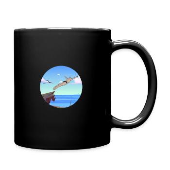 Retro Graphic Cliff Diver Cliff Diving Tombstoning - Full Colour Mug - black - Right