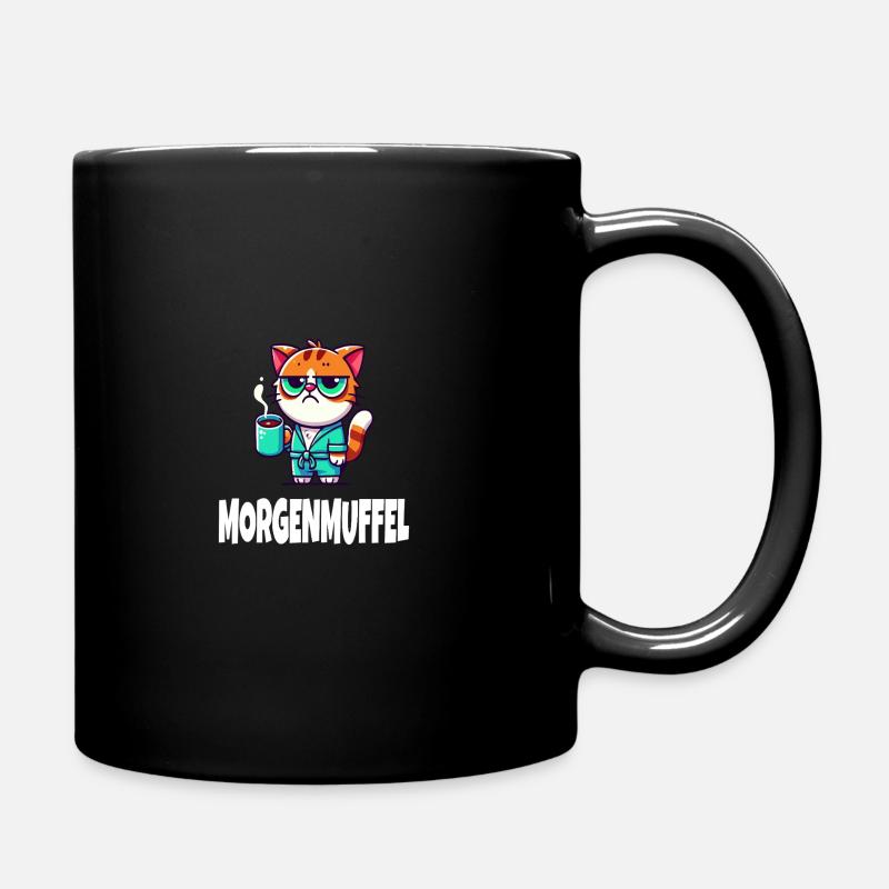 Morgenmuffel katze - Tasse einfarbig - Schwarz