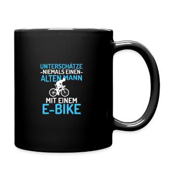 Lustiger Radfahrer Spruch Alter Mann E-Bike Shirt - Tasse einfarbig - Schwarz - Rechts