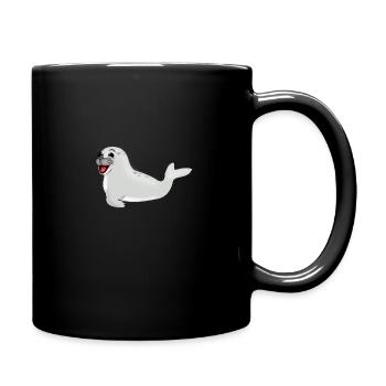 Lachende Robbe - Tasse einfarbig - Schwarz - Rechts