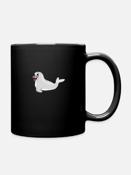 Lachende Robbe - Tasse einfarbig - Schwarz