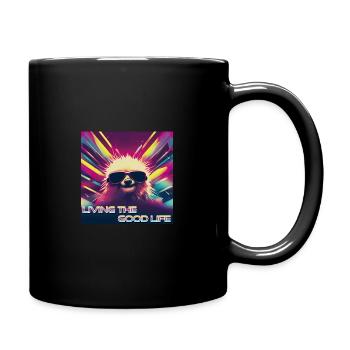 Cooles Faultier living the Good Life - Tasse einfarbig - Schwarz - Rechts