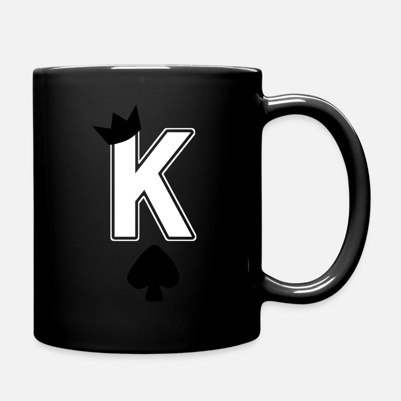 Heart King K King Crown Spade Card - Full Colour Mug - black