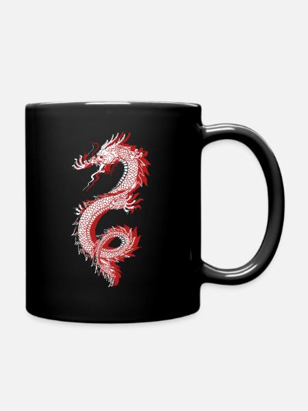 Japanischer Drache Japan Kanji anime Geschenkidee - Tasse einfarbig - Schwarz
