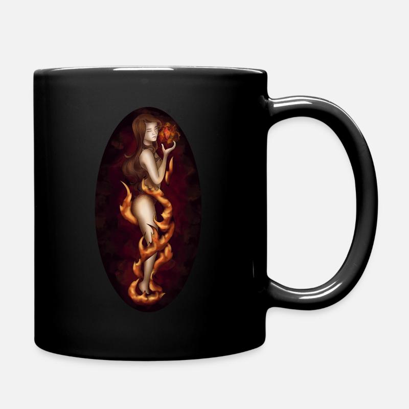 Frau mit Feuermagie - Fantasy / Elemental - Tasse einfarbig - Schwarz