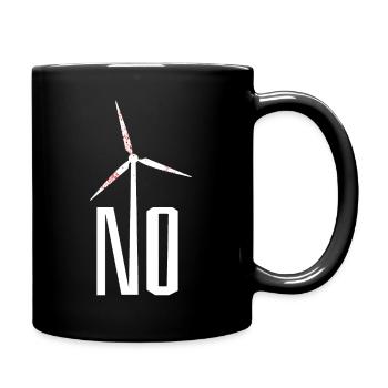 NO! Wind turbine no thanks - danger for birds - Full Colour Mug - black - Right