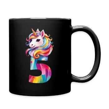 5. GEBURTSTAG EINHORN - Tasse einfarbig - Schwarz - Rechts