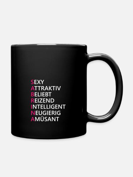 Sabrina Name Geschenk - Tasse einfarbig - Schwarz