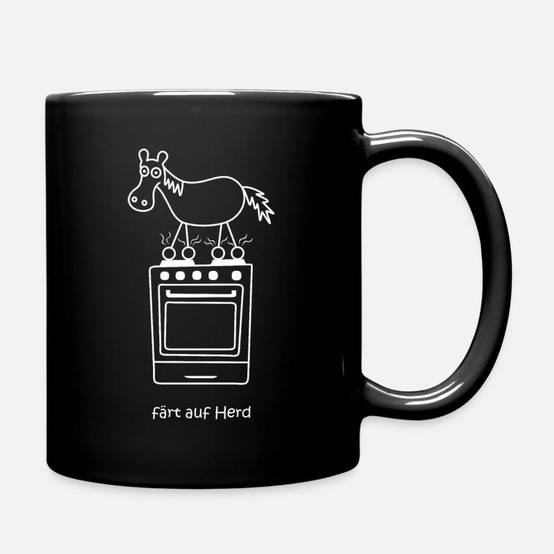färt auf Herd, Pferd mit Rädern auf Herd - Tasse einfarbig - Schwarz