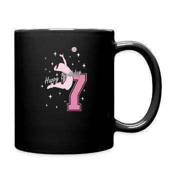 7. Geburtstag Volleyball Volleyballspielerin - Tasse einfarbig - Schwarz - Rechts